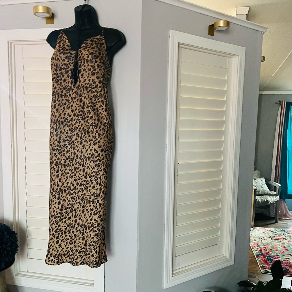 Time and Tru Bias slip dress Leopard print